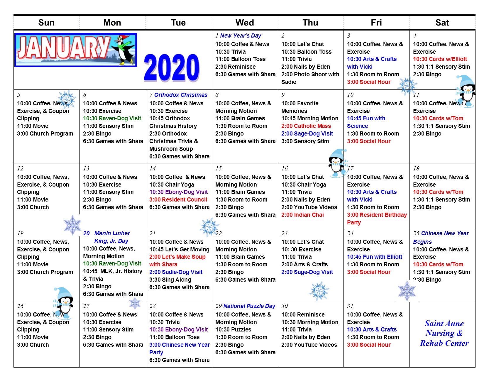 Events SAINT ANNE NURSING AND REHABILITATION CENTER